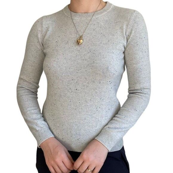 Faconnable Womens 100% Cashmere Light Blue Speckled Crewneck Italy Sweater Sz XS - Picture 7 of 7